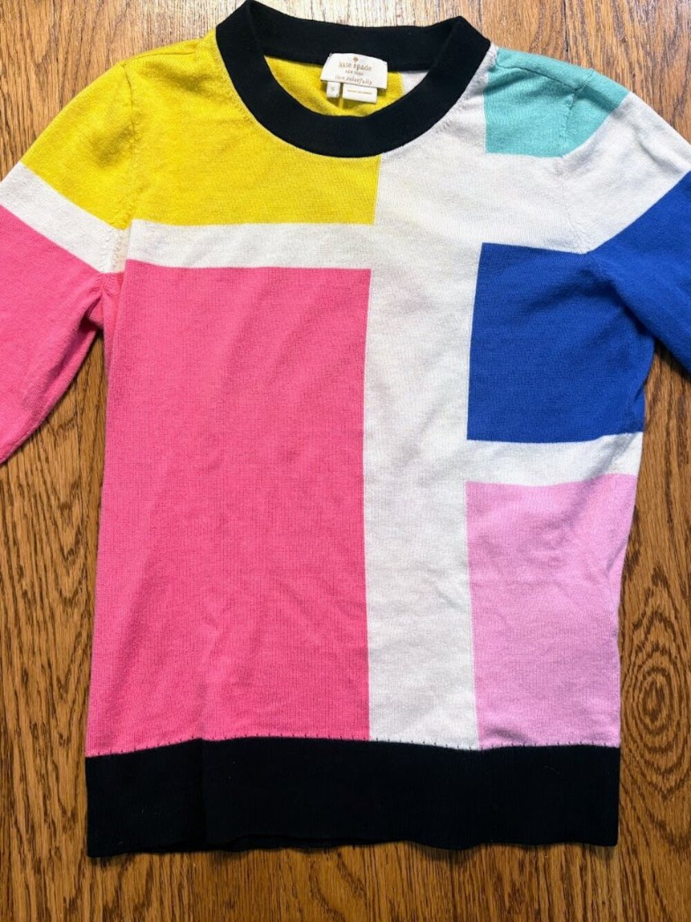 Kate Spade New York Colorblock Geometric Mondrian Knit Sweater Small - Picture 2 of 7